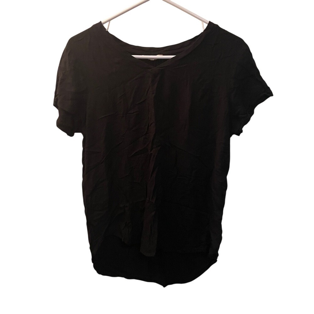 Ci Sono Womens Black V-Neck Short Sleeve Rayon High Low‎ T-Shirt TP299